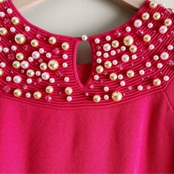 Anthropologie Moth‎ Brienne Pearl Holiday Sweater in Red, Size Medium - Picture 10 of 14